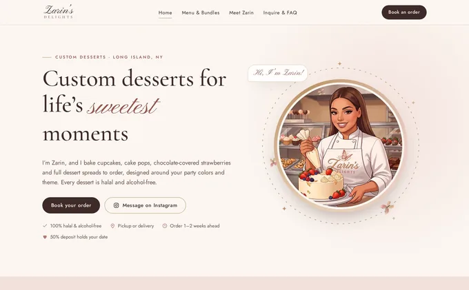 Zarin's Delights home page